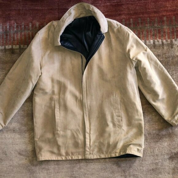 WEATHERPROOF Soft Black Leather reversible men's 3/4 length coat SZ L EXCELLENT - Picture 4 of 9